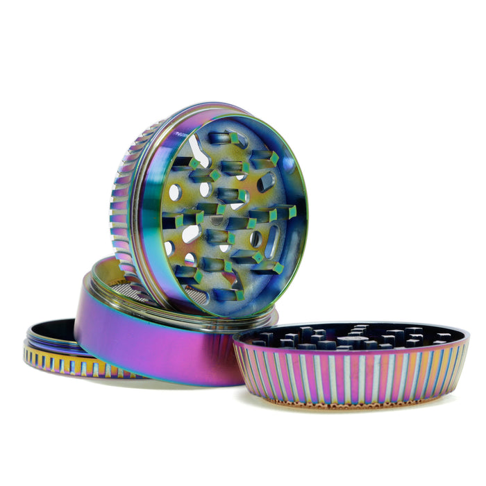 4 Part 63MM Zinc Alloy Vertical Stripe Lace Skirt Weed Grinder