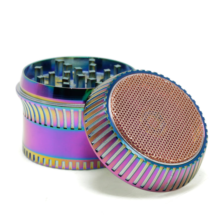 4 Part 63MM Zinc Alloy Vertical Stripe Lace Skirt Weed Grinder