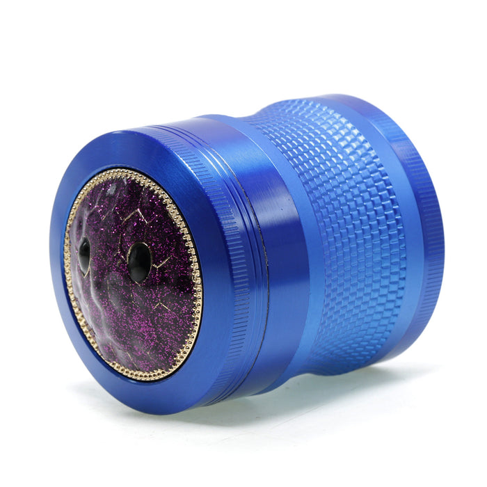 63mm 4 Layers Zinc Alloy Braided Thin Waist Metal Grinder | Blue Color