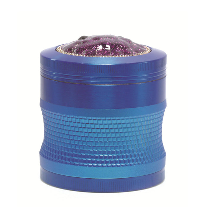 63mm 4 Layers Zinc Alloy Braided Thin Waist Metal Grinder | Blue Color