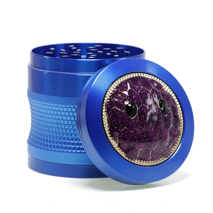 63mm 4 Layers Zinc Alloy Braided Thin Waist Metal Grinder | Blue Color