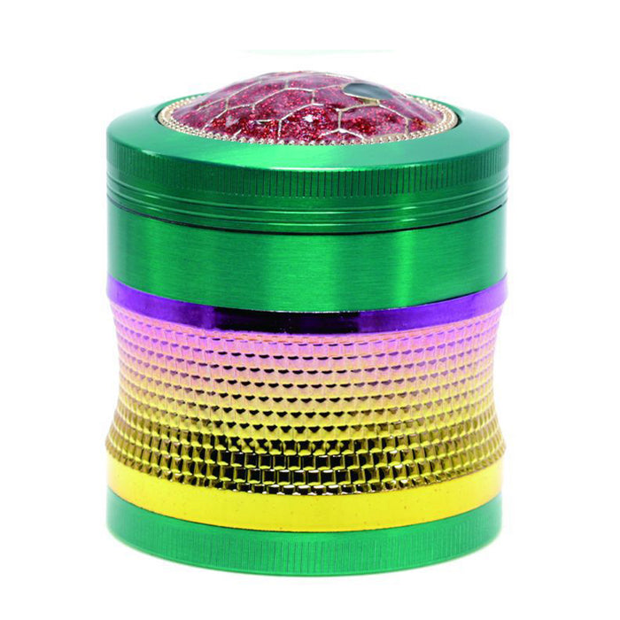 63mm 4 Layers Zinc Alloy Braided Thin Waist Metal Grinder | Green Color