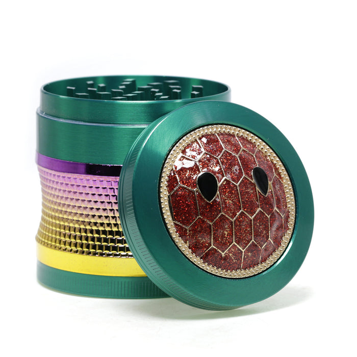 63mm 4 Layers Zinc Alloy Braided Thin Waist Metal Grinder | Green Color