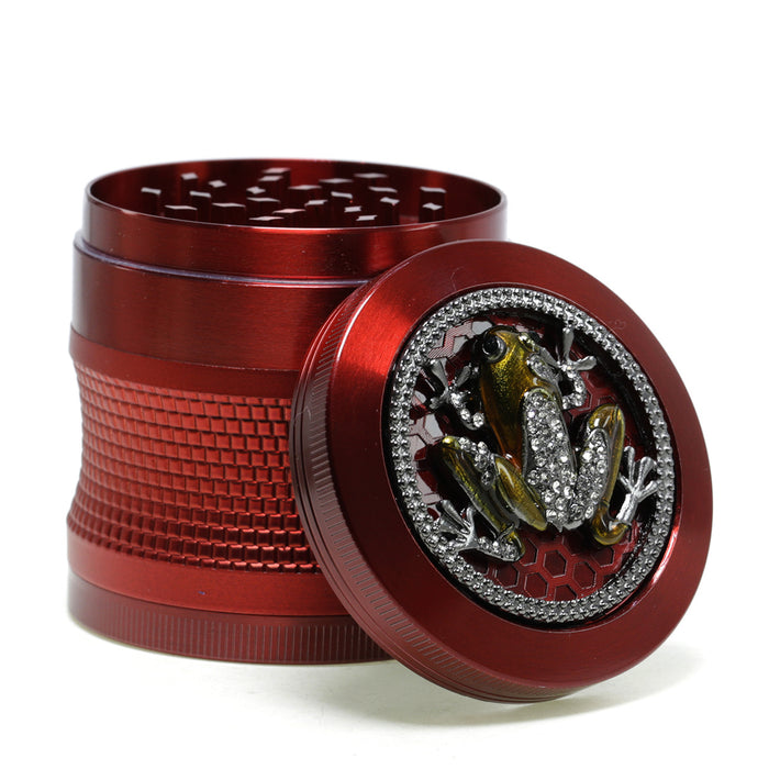 63mm 4 Layers Zinc Alloy Braided Thin Waist Metal Grinder | Red Color