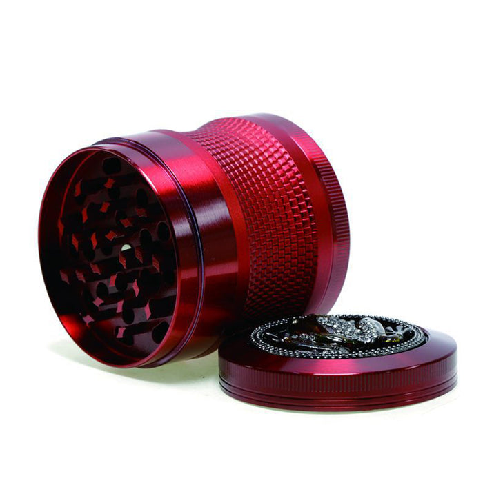 63mm 4 Layers Zinc Alloy Braided Thin Waist Metal Grinder | Red Color