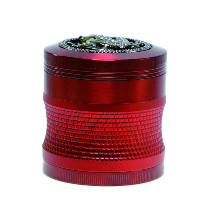 63mm 4 Layers Zinc Alloy Braided Thin Waist Metal Grinder | Red Color