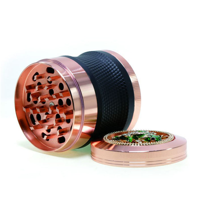 63mm 4 Layers Zinc Alloy Braided Thin Waist Metal Grinder | Rose Gold Color