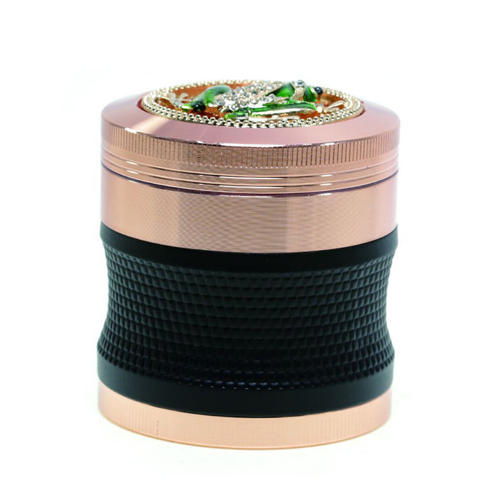 63mm 4 Layers Zinc Alloy Braided Thin Waist Metal Grinder | Rose Gold Color