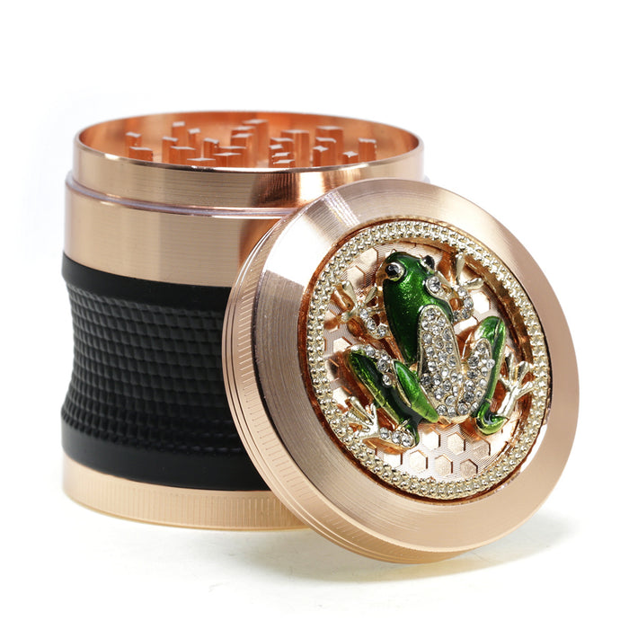 63mm 4 Layers Zinc Alloy Braided Thin Waist Metal Grinder | Rose Gold Color
