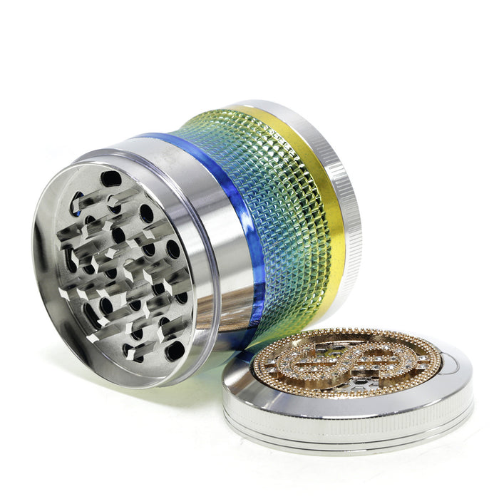 63mm 4 Layers Zinc Alloy Braided Thin Waist Metal Grinder | Silver Color