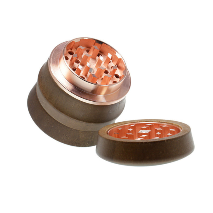 65MM 4 Part Bamboo Wood Plus Zinc Alloy Herb Grinder-Coffee