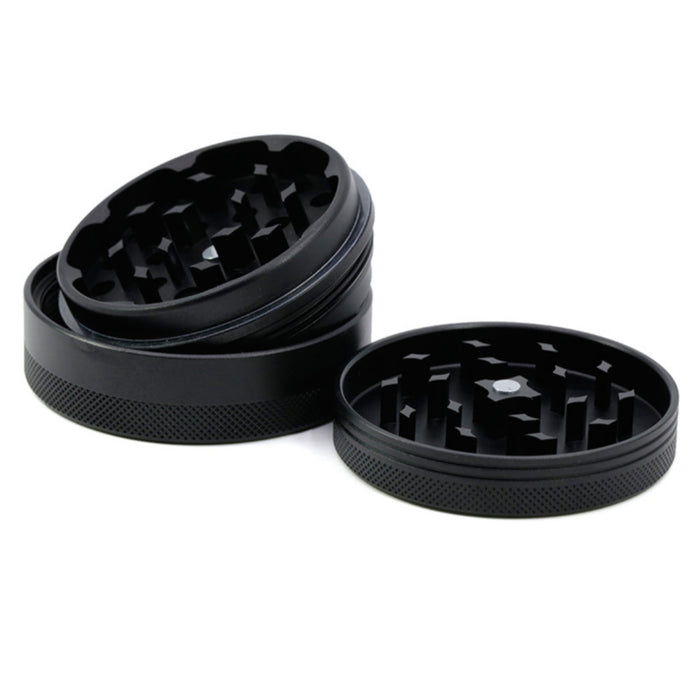 65MM 4 Part Compressed Version Built-in Rotatable Mesh Aluminum   Alloy  Grinder-Black