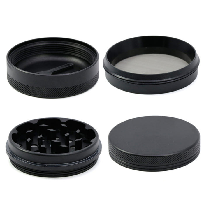 65MM 4 Part Compressed Version Built-in Rotatable Mesh Aluminum   Alloy  Grinder-Black