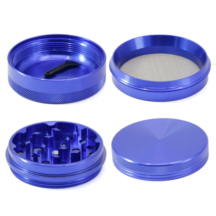 65MM 4 Part Compressed Version Built-in Rotatable Mesh Aluminum   Alloy  Grinder-Blue
