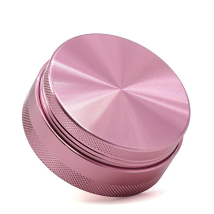 65MM 4 Part Compressed Version Built-in Rotatable Mesh Aluminum   Alloy Weed Grinder-Pink