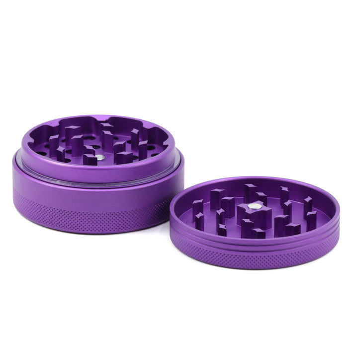 65MM 4 Part Compressed Version Built-in Rotatable Mesh Aluminum   Alloy Weed Grinder-Purple