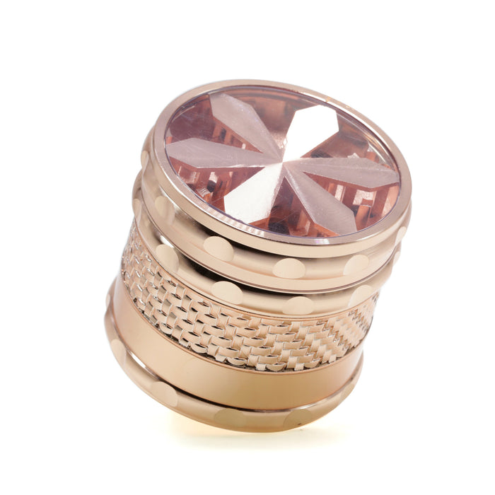 65MM 5 Layer Zinc Alloy Petal Transparent Cover Side Woven Mesh Weed Grinder