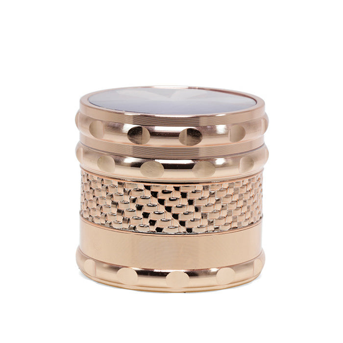 65MM 5 Layer Zinc Alloy Petal Transparent Cover Side Woven Mesh Weed Grinder