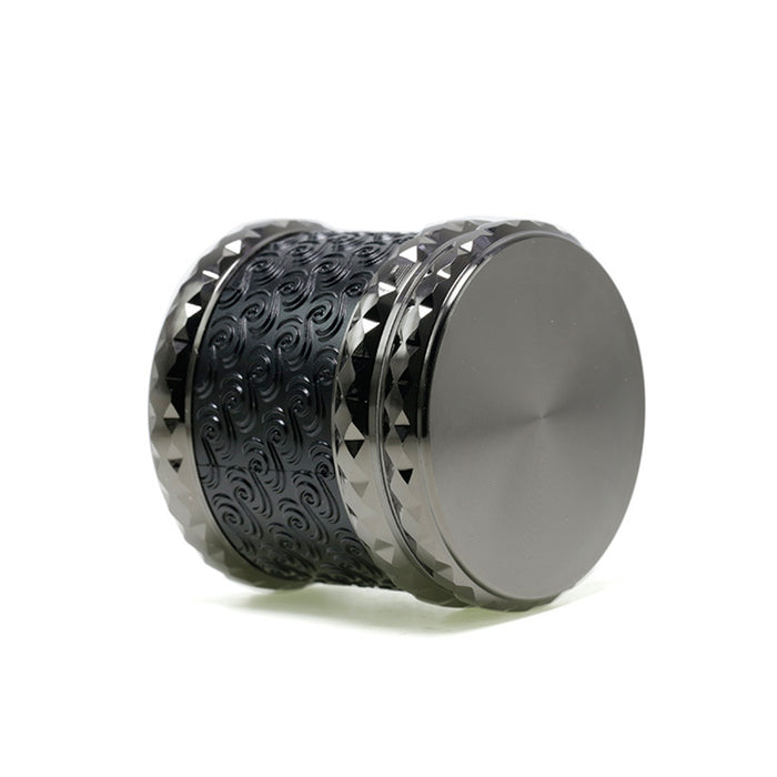 65MM Flat 4-layer Zinc Alloy Side Diamond Pattern Cloud Pattern Herb Grinder-Black