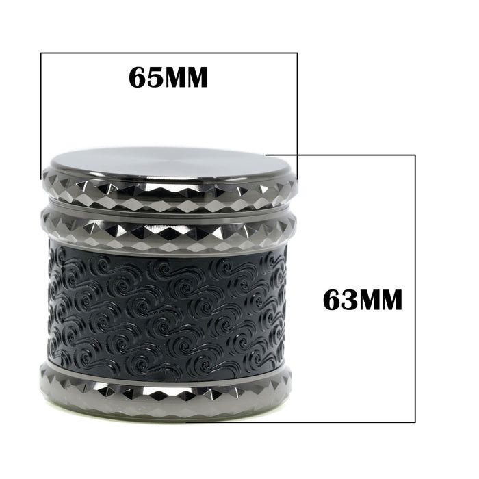 65MM Flat 4-layer Zinc Alloy Side Diamond Pattern Cloud Pattern Herb Grinder-Black