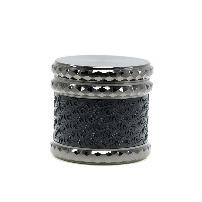 65MM Flat 4-layer Zinc Alloy Side Diamond Pattern Cloud Pattern Herb Grinder-Black