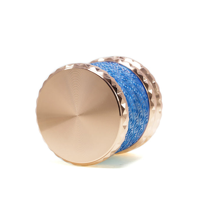 65MM Flat 4-layer Zinc Alloy Side Diamond Pattern Cloud Pattern Herb Grinder-Blue