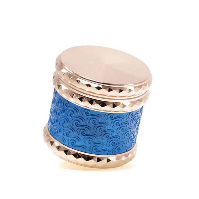 65MM Flat 4-layer Zinc Alloy Side Diamond Pattern Cloud Pattern Herb Grinder-Blue