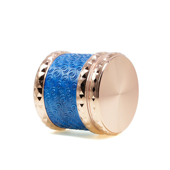 65MM Flat 4-layer Zinc Alloy Side Diamond Pattern Cloud Pattern Herb Grinder-Blue