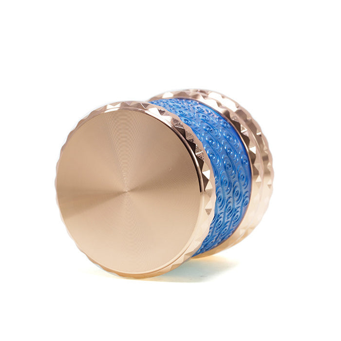 65MM Flat 4-layer Zinc Alloy Side Diamond Pattern Cloud Pattern Herb Grinder-Blue