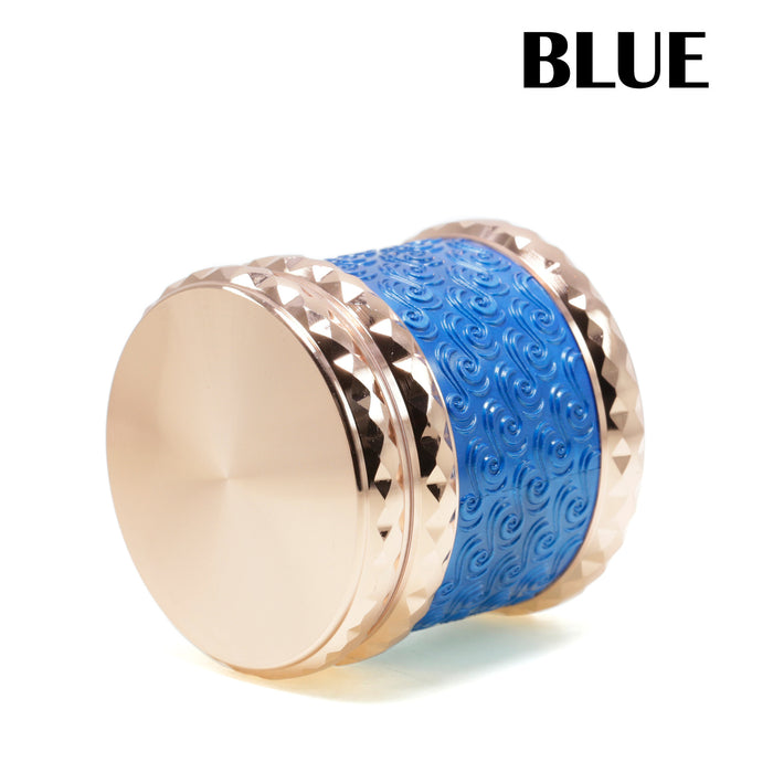 65MM Flat 4-layer Zinc Alloy Side Diamond Pattern Cloud Pattern Herb Grinder-Blue