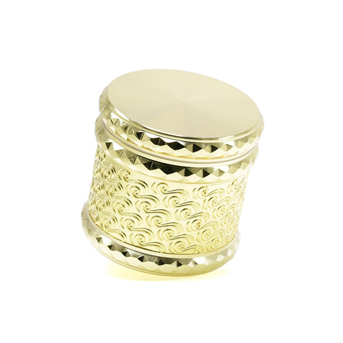 65MM Flat 4-layer Zinc Alloy Side Diamond Pattern Cloud Pattern Herb Grinder-Gold
