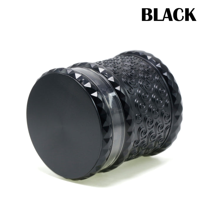 65MM Storage Transparent Grinding Layer Zinc Alloy Cloud Pattern Weed Grinder-Black