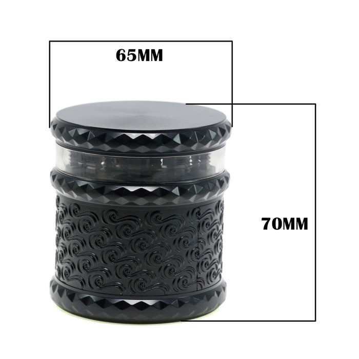 65MM Storage Transparent Grinding Layer Zinc Alloy Cloud Pattern Weed Grinder-Black