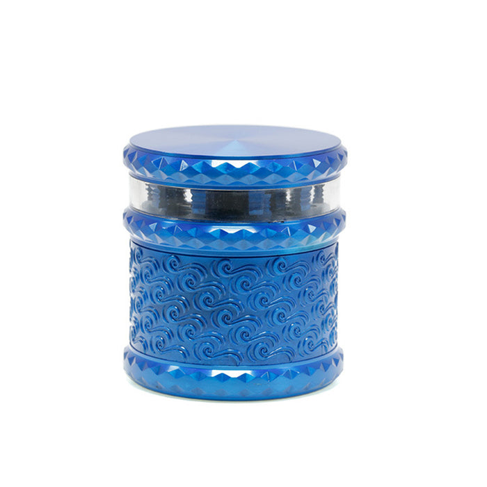 65MM Storage Transparent Grinding Layer Zinc Alloy Cloud Pattern Weed Grinder-Blue