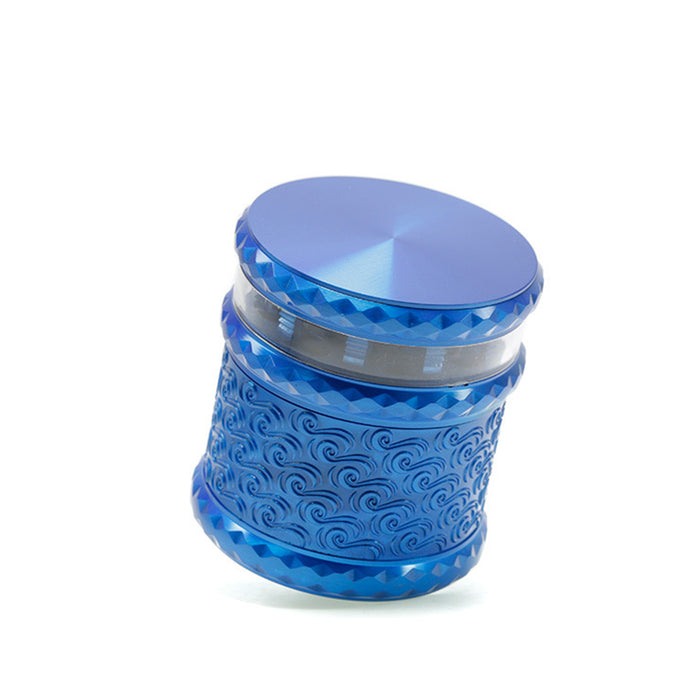 65MM Storage Transparent Grinding Layer Zinc Alloy Cloud Pattern Weed Grinder-Blue