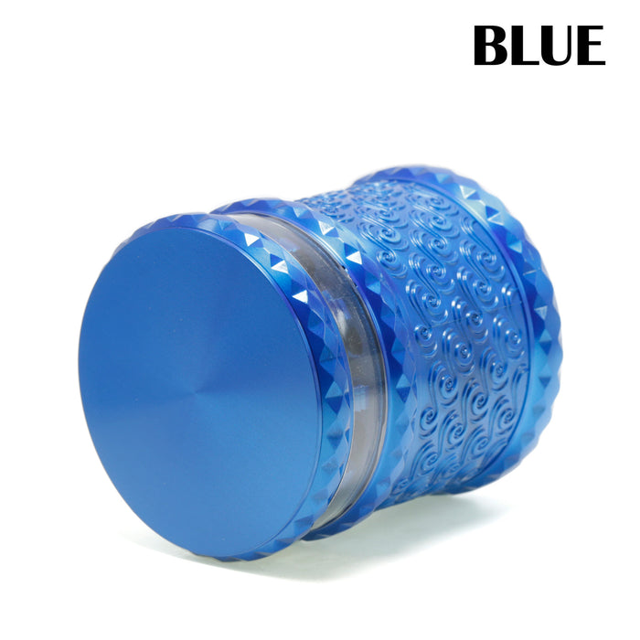 65MM Storage Transparent Grinding Layer Zinc Alloy Cloud Pattern Weed Grinder-Blue