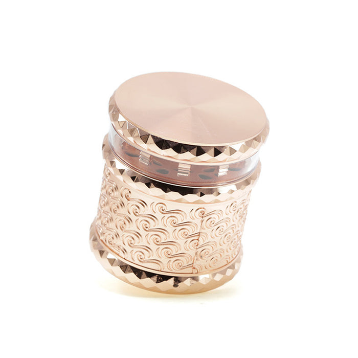 65MM Storage Transparent Grinding Layer Zinc Alloy Cloud Pattern Weed Grinder-Rose Gold