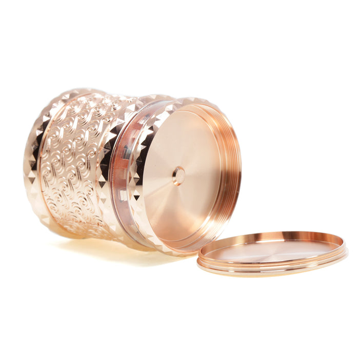 65MM Storage Transparent Grinding Layer Zinc Alloy Cloud Pattern Weed Grinder-Rose Gold
