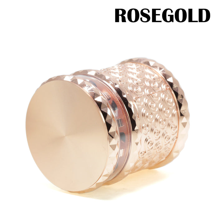 65MM Storage Transparent Grinding Layer Zinc Alloy Cloud Pattern Weed Grinder-Rose Gold