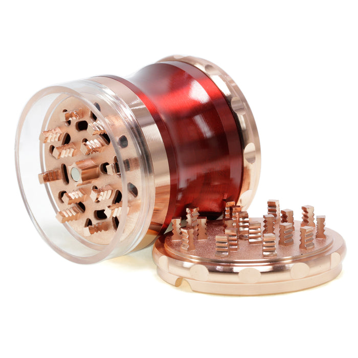 65mm 4 Piece Zinc Alloy Waist Weed Grinder | Red Color