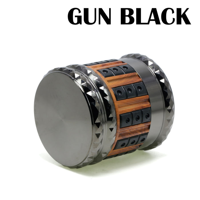 66MM Zinc Alloy 5 Layers Large Storage Space Flat Chamfering Herb Grinder-Gun-Black