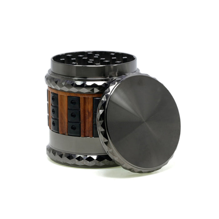 66MM Zinc Alloy 5 Layers Large Storage Space Flat Chamfering Herb Grinder-Gun-Black