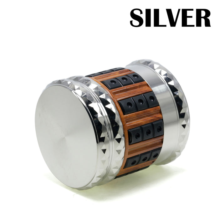 66MM Zinc Alloy 5 Layers Large Storage Space Flat Chamfering Herb Grinder-Silver