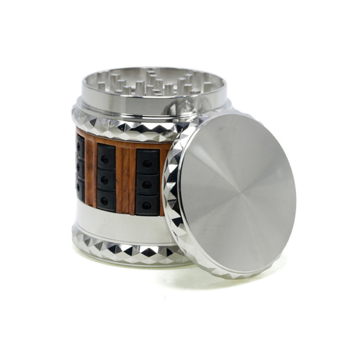 66MM Zinc Alloy 5 Layers Large Storage Space Flat Chamfering Herb Grinder-Silver