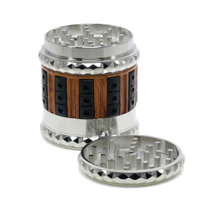 66MM Zinc Alloy 5 Layers Large Storage Space Flat Chamfering Herb Grinder-Silver