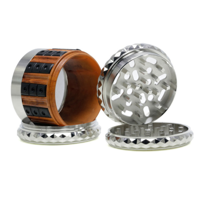 66MM Zinc Alloy 5 Layers Large Storage Space Flat Chamfering Herb Grinder-Silver