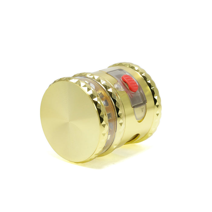 67MM With Drawer Top Cover 5 Layers Side Window Visible Smoke Grinder-Gold