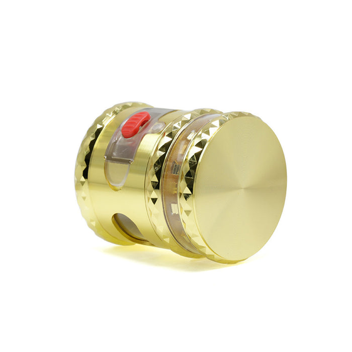 67MM With Drawer Top Cover 5 Layers Side Window Visible Smoke Grinder-Gold