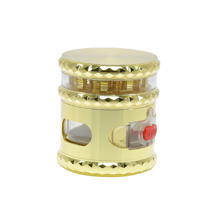 67MM With Drawer Top Cover 5 Layers Side Window Visible Smoke Grinder-Gold