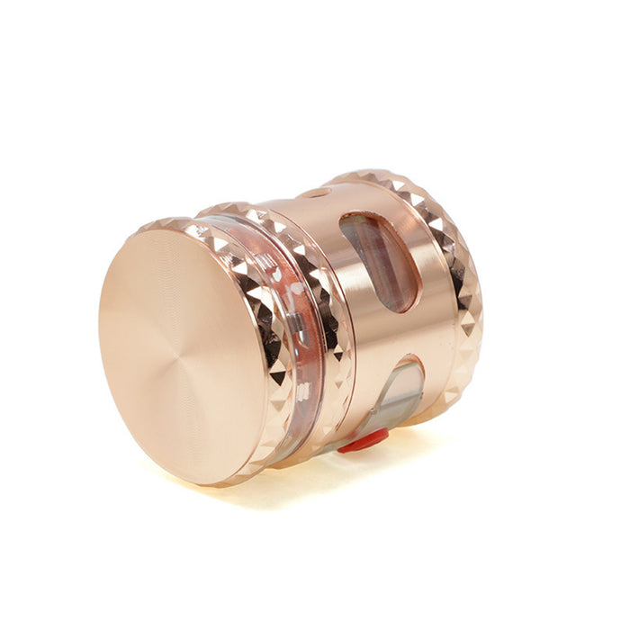 67MM With Drawer Top Cover 5 Layers Side Window Visible Smoke Grinder-Rose Gold